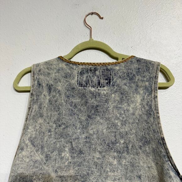 Centz Denim Acid Wash Embellished Vintage Button Up Vest Sz M - Picture 7 of 11